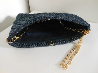 Pochette fatta a mano in cordino Thai blu/oro