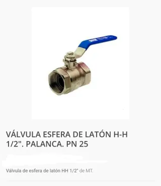 Válvula Esfera Latón H-H 1/2 PN 25