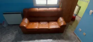 Sofá de Piel Marrón 180cm