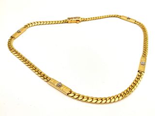 cadena oro 18k con circonita 22cm
