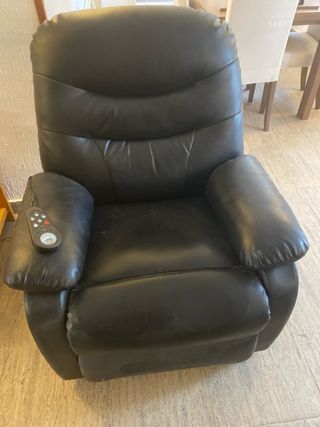 Sillón masaje reclinable cuero negro