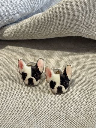 Pendientes Bulldog Francés Blanco y Negro