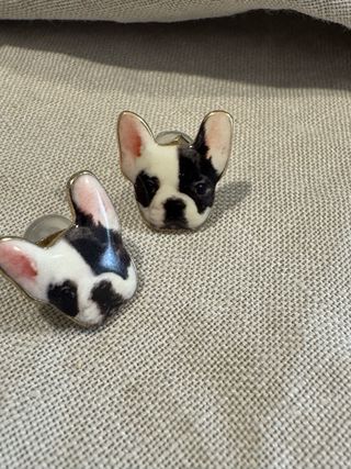 Pendientes Bulldog Francés Blanco y Negro