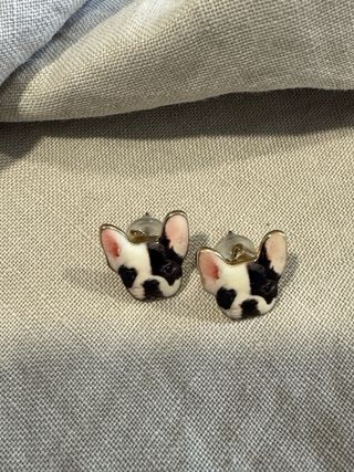Pendientes Bulldog Francés Blanco y Negro