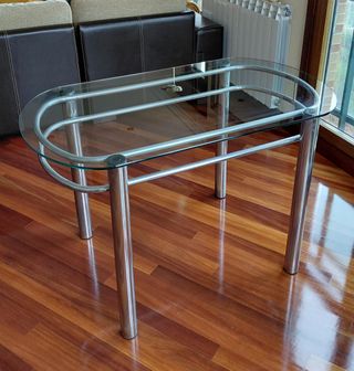 Mesa de comedor/cocina cristal y metal