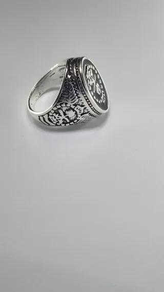 Anillo Plata Negro Sello Grabado