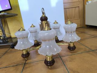 Lámpara de bronce y cristal