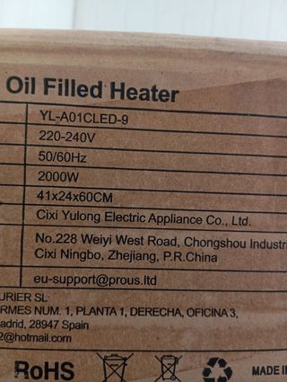 Radiador eléctrico 2000 w PROUS