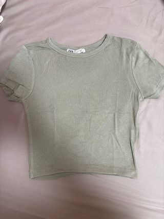 Camiseta corta Zara verde Talla S