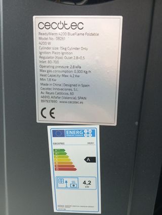 Estufa de gas llama azul 4200 w
