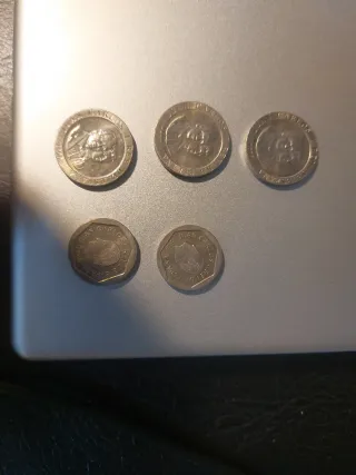 5 Monedas España 200 Ptas (1986 y 1990)