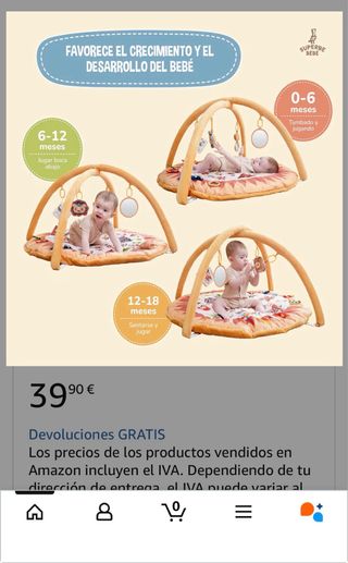 Alfombra de juegos  sensorial / gimnasio bebé