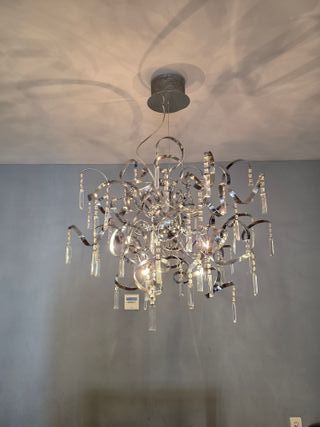 Lámpara colgante moderna plata y cristal