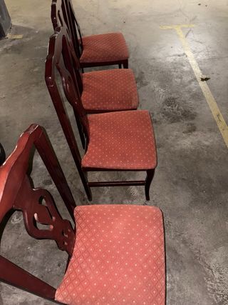 Conjunto 4 Sillas vintage madera tapizadas