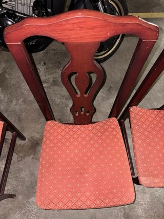Conjunto 4 Sillas vintage madera tapizadas