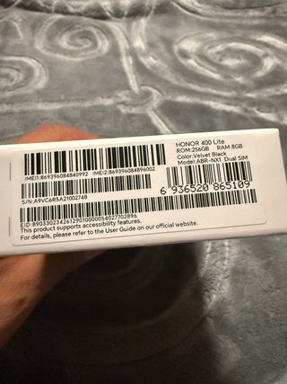 Honor 400 Lite 256GB Negro/Gris Nuevo