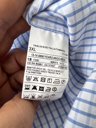 Camisa Benetton cuadros niño 13/14