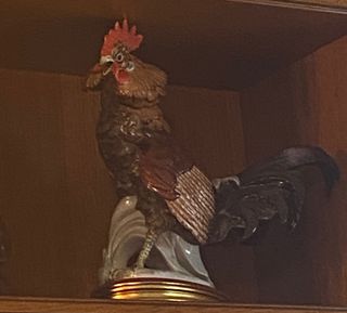 Figura Gallo Porcelana Decorativa