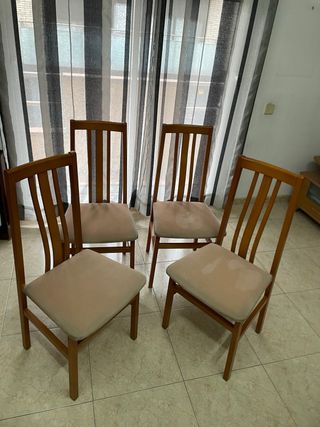 Juego 4 Sillas Madera Tapizadas rosa