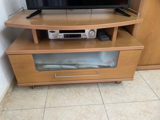Mueble TV madera y cristal