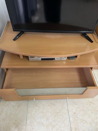 Mueble TV madera y cristal