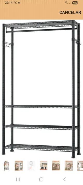 Colgador con estantería 3 bandejas