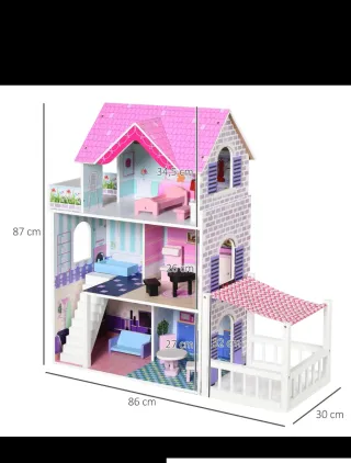 Casita de muñecas madera 3 pisos