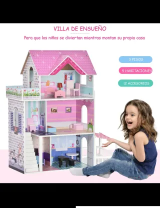 Casita de muñecas madera 3 pisos