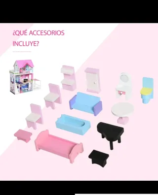 Casita de muñecas madera 3 pisos