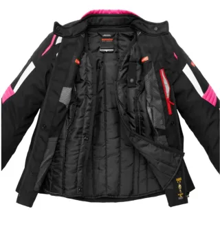 Chaqueta Moto Mujer Negra y Rosa