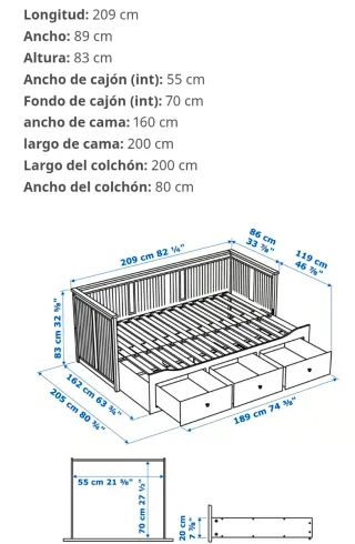 Cama nido blanca con cajones