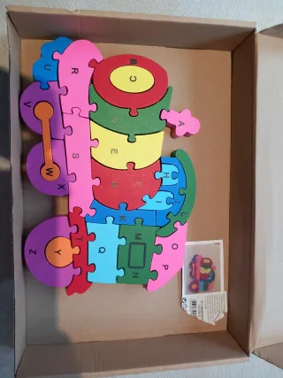 Tren abecedario puzzle madera