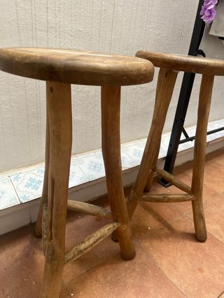 2 Taburetes Madera Rústicos Buen Precio