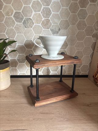 Cafetera Antigua Madera y Metal. Cafetera de goteo