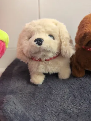 2 Peluches Perro Marrón y Beige
