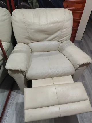 Sillón relax piel beige