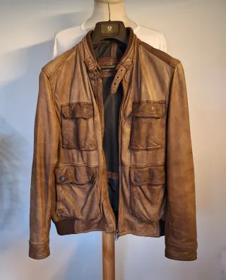 Chaqueta de piel estilo motero