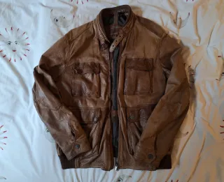 Chaqueta de piel estilo motero