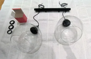 Lámpara Colgante de 2 Focos Cristal Metal