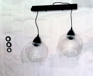 Lámpara Colgante de 2 Focos Cristal Metal