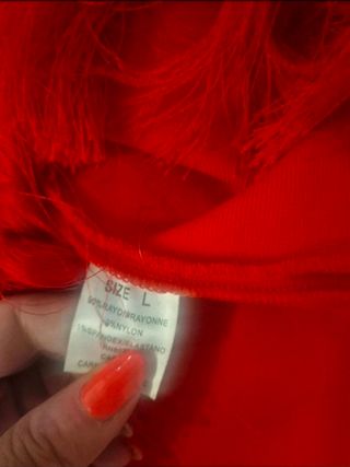 Vestito bandage rosso fuoco con frangie spettacolo