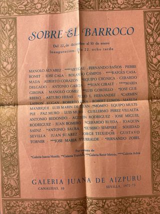Cartel Sobre el Barroco Galería Juana de Aizpuru