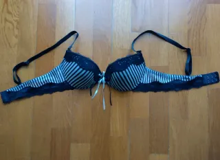 Sujetador Talla 80B Rayas Negras y Grises