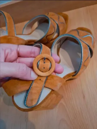 Sandalias Mango Piel Tacon Cuña