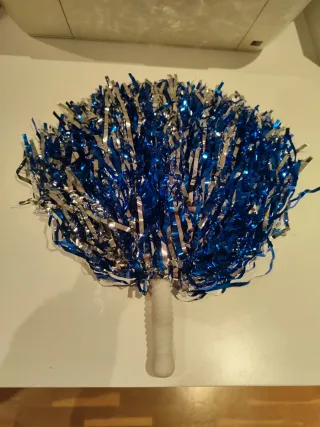 Pompones Cheerleader Azul y Plateado