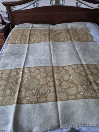 Coperta lana vergine 1 piazza beige/marrone