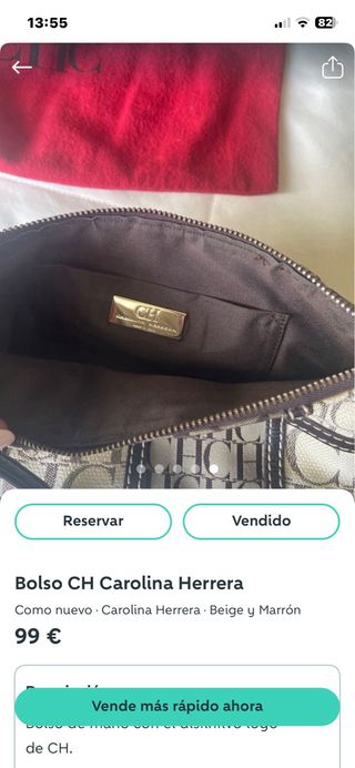 Bolso Carolina Herrera CH Marrón/Beige