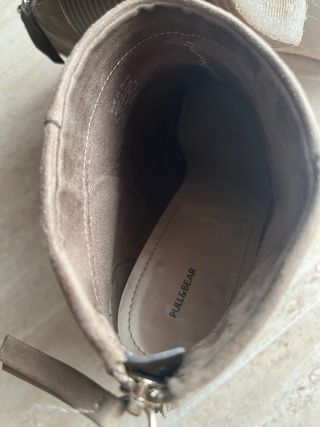 Botines tacón ancho beige/marrón