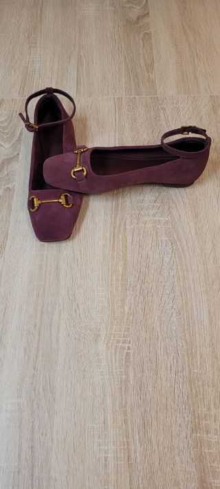 Bailarinas Parfois cuero genuino morado