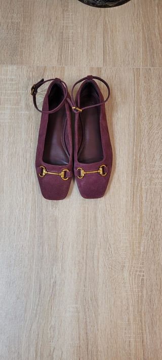 Bailarinas Parfois cuero genuino morado